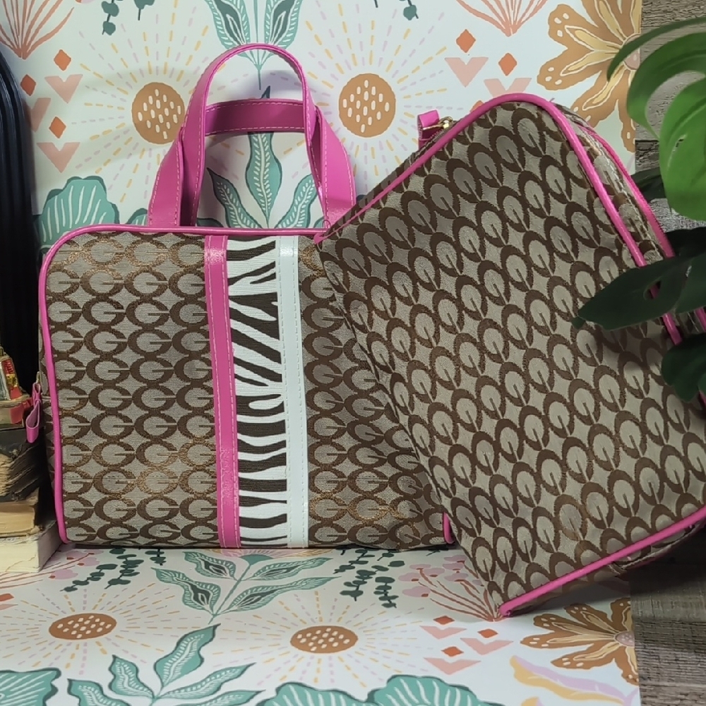 Pink and Brown Patterned Women's Bag